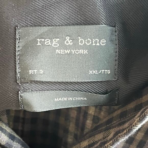 Rag & Bone Men's Brown & Black Check Print Button Down Shirt Size XXL - Picture 7 of 10